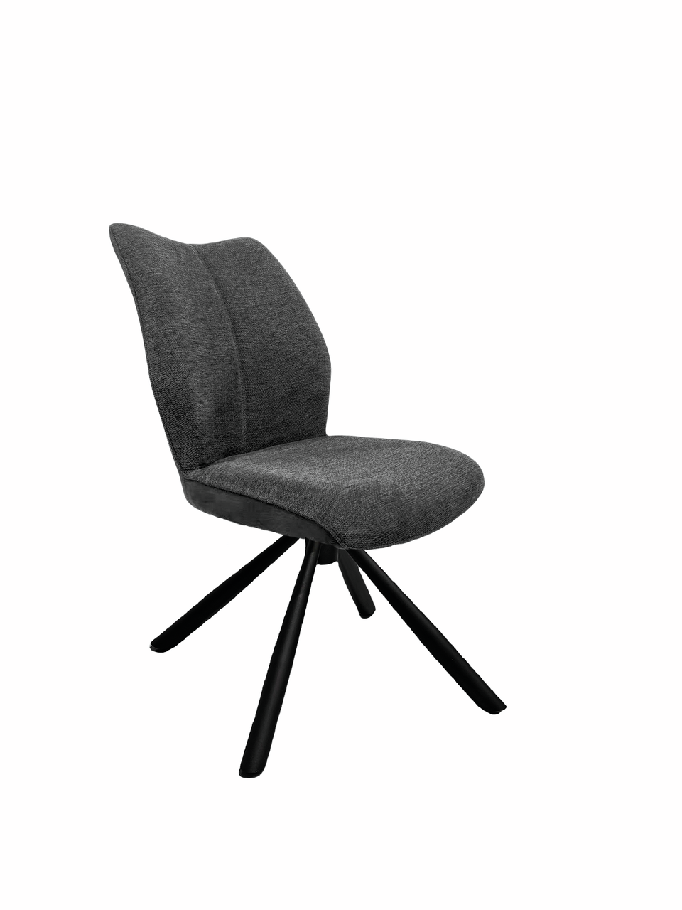 Stella 1S, onderstel zwart mat, draaibaar, rond, bekleding donkergrijs