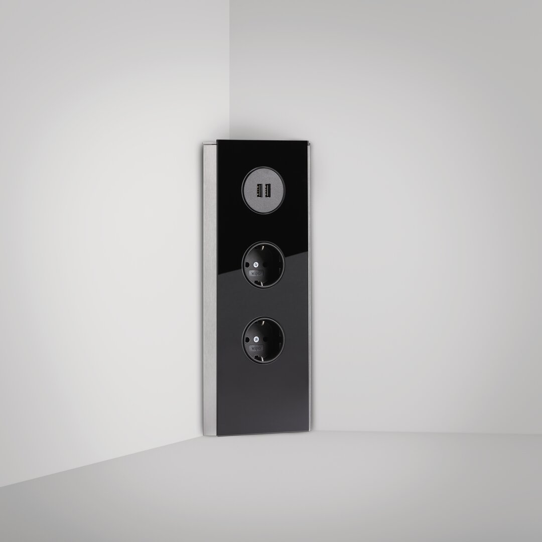 Mira corner glass USB A, stainless steel/glass black