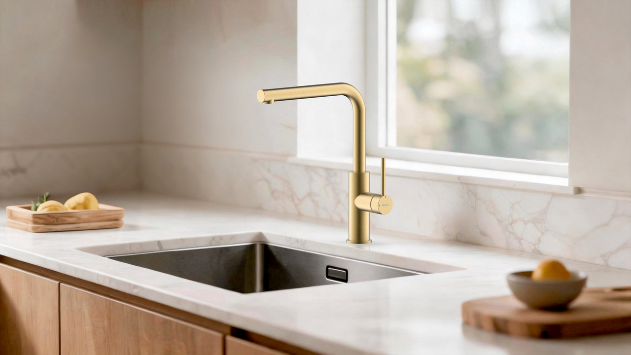 SERVIZIO Namor® 3, brushed-gold, with laminar aerator, high pressure