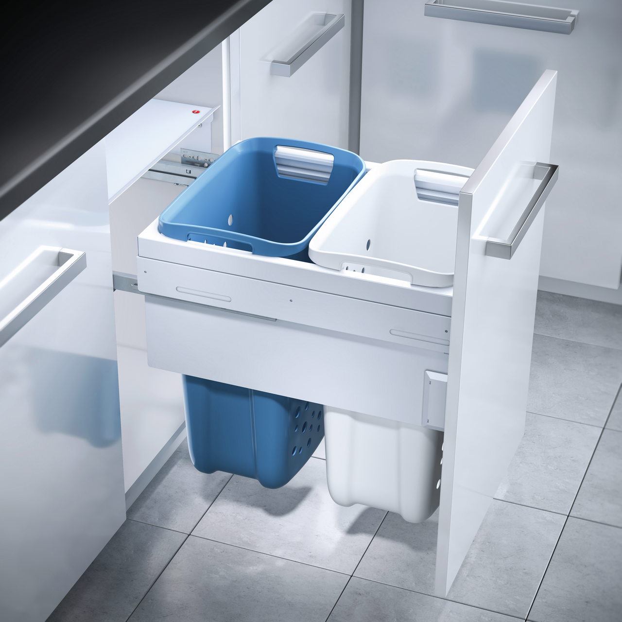 Tidy Wäschebehälterauszug 500, weiß/hellblau