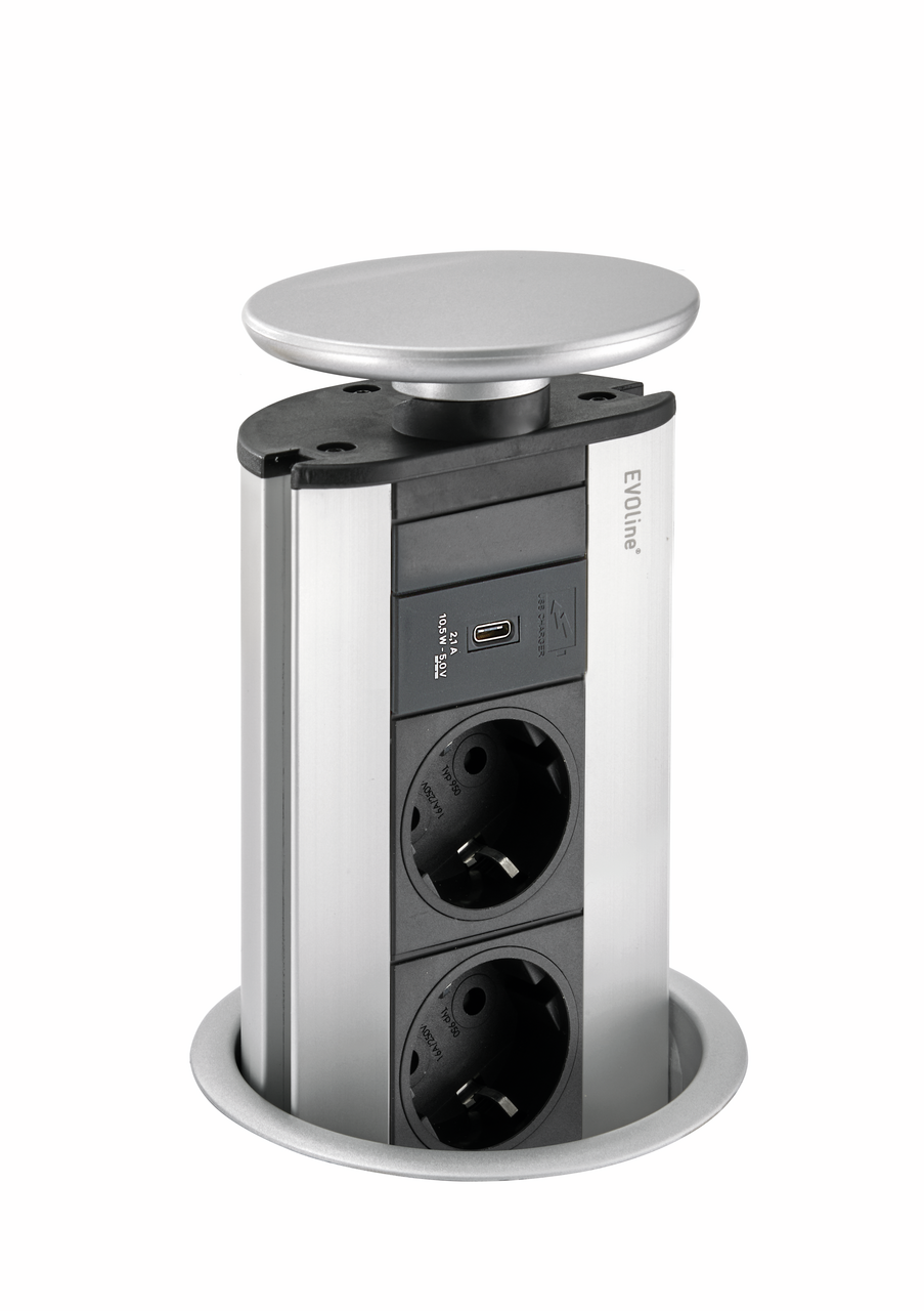 Evoline® Port USB C, couvercle couleur argentée  Evoline® Port USB C, couvercle couleur argentée