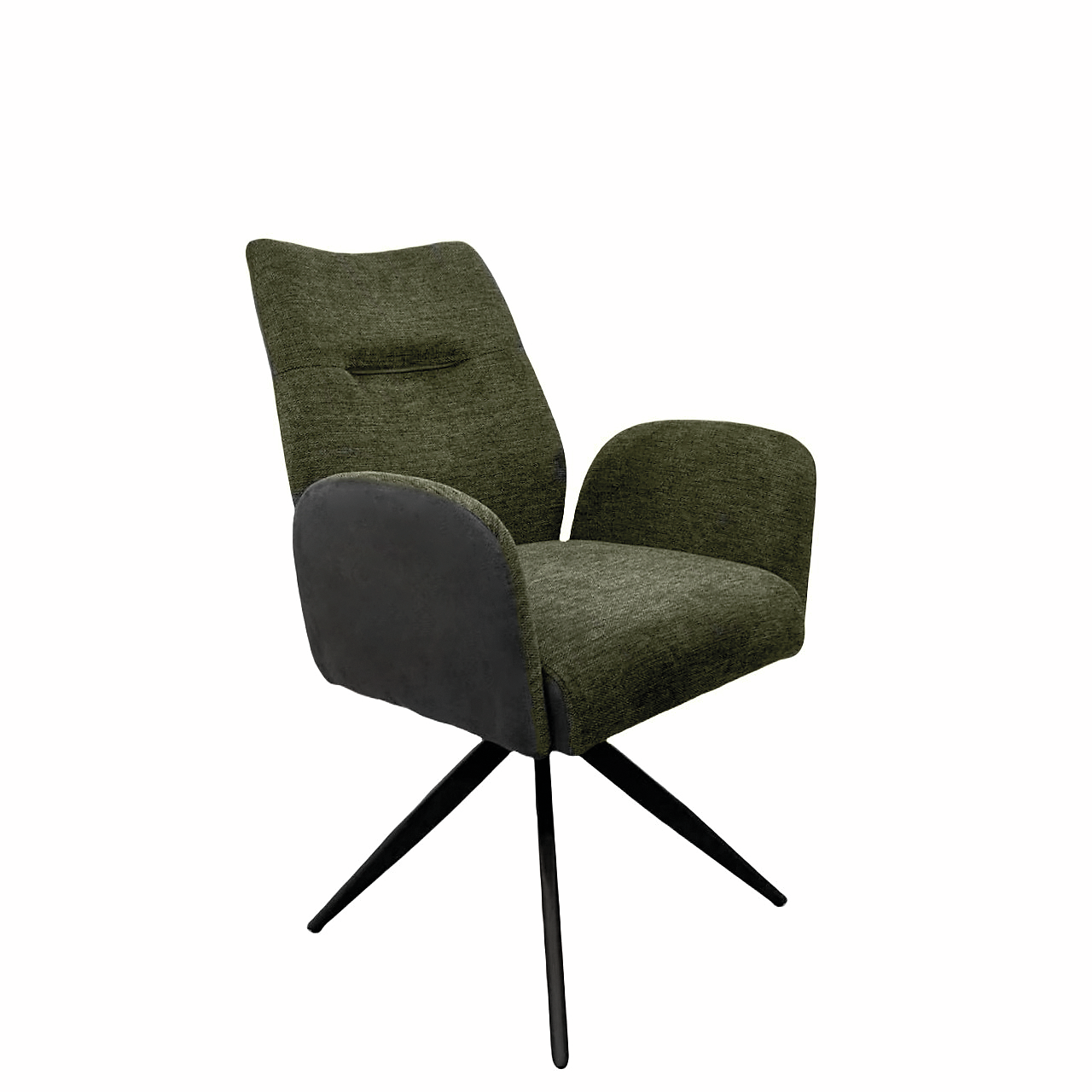 Famous 1AS, onderstel zwart mat, draaibaar, hoekig, bekleding groen Famous 1AS, onderstel zwart mat, draaibaar, hoekig, bekleding groen