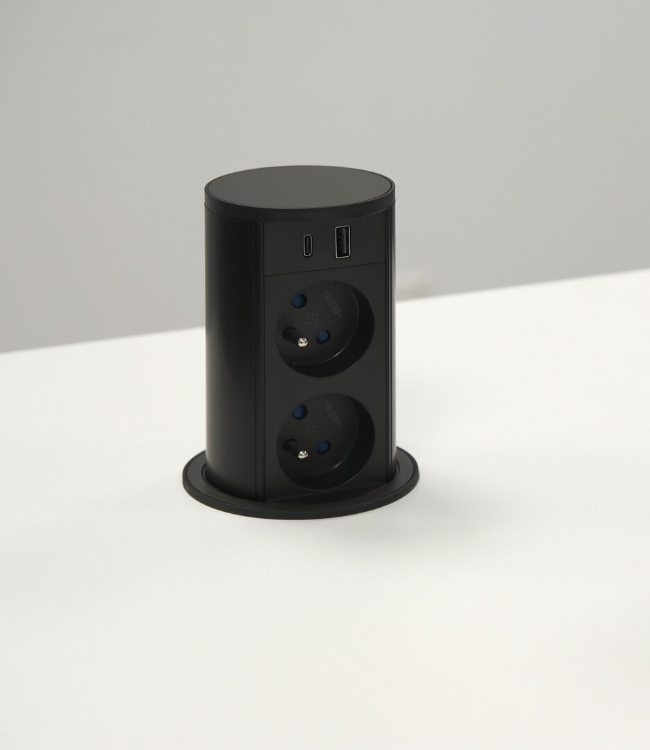 VersaLift USB A/C, mit belgischen/französischen Steckdosen, gunmetal