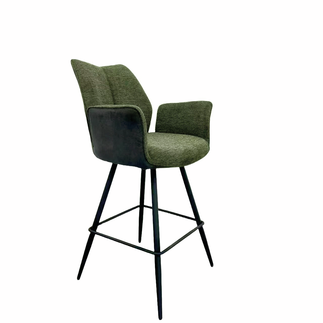 Stella 2AS, onderstel zwart mat, draaibaar, bekleding groen