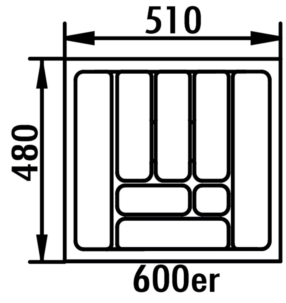 Besteckeinsatz 5, für 600er Schrank, B 510, T 480 mm