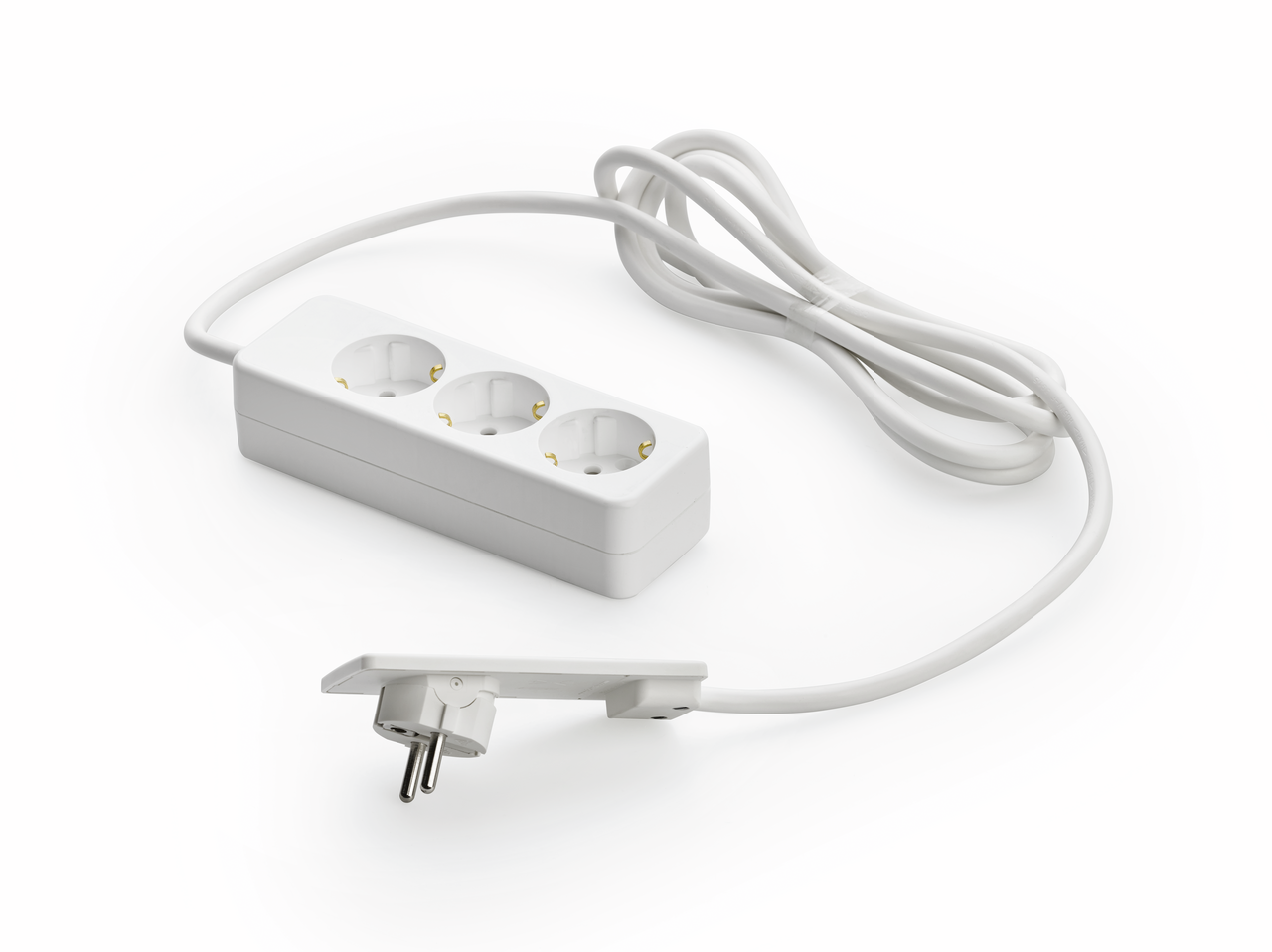 Dreifach-Tischsteckdose mit Evoline Plugstecker, L 3000 mm, weiß  Dreifach-Tischsteckdose mit Evoline Plugstecker, L 3000 mm, weiß
