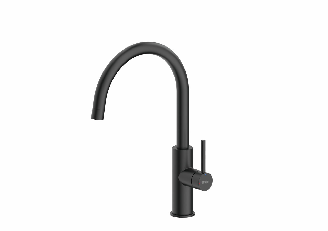 Namor® 5, zwart mat, met laminaire straalregelaar, hoogdruk