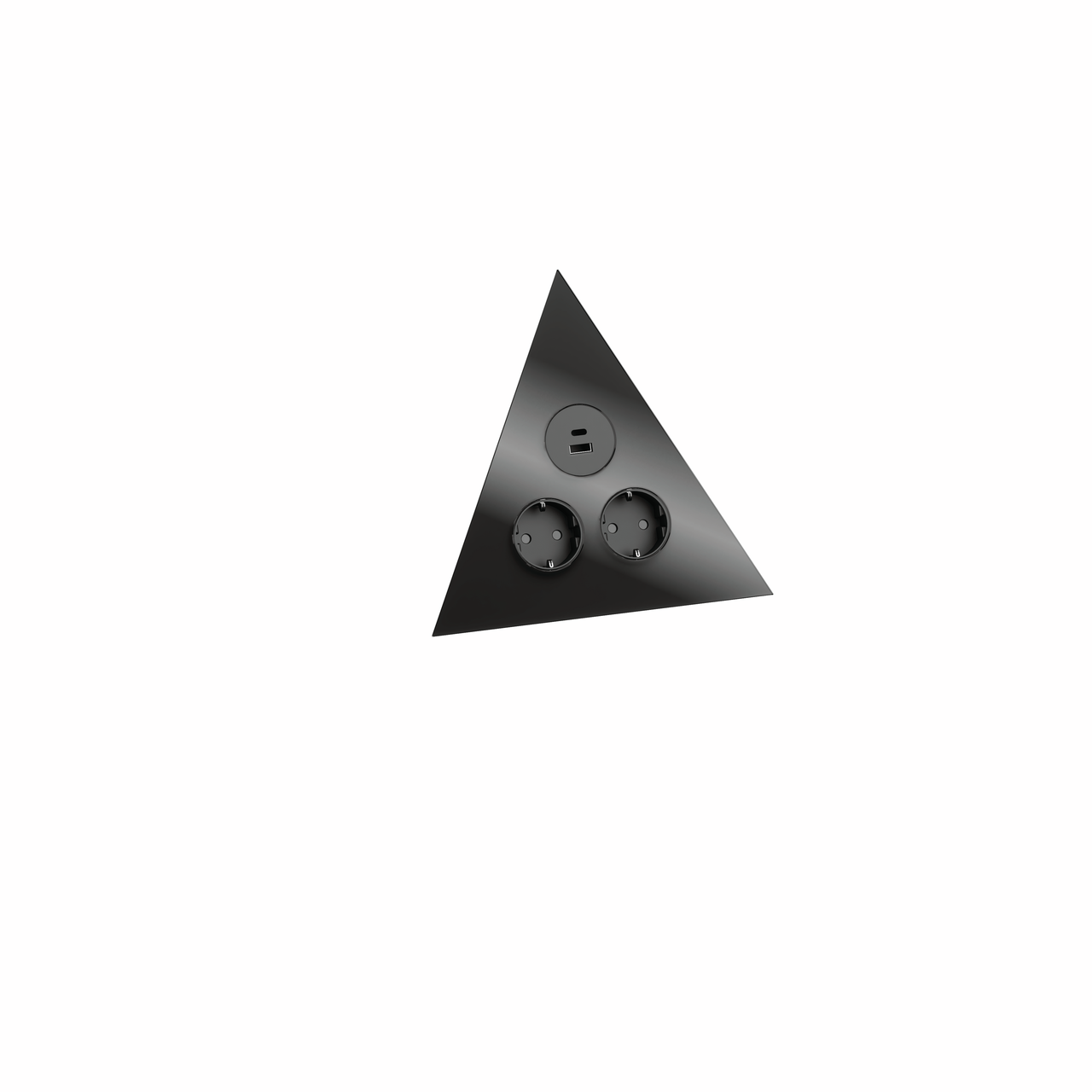 Mira Dreieck Glas USB A/C, Aluminium schwarz, Glas schwarz